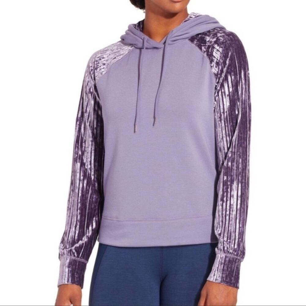 CALIA ribbed velvet hooded sweatshirt soft warm women's XS
